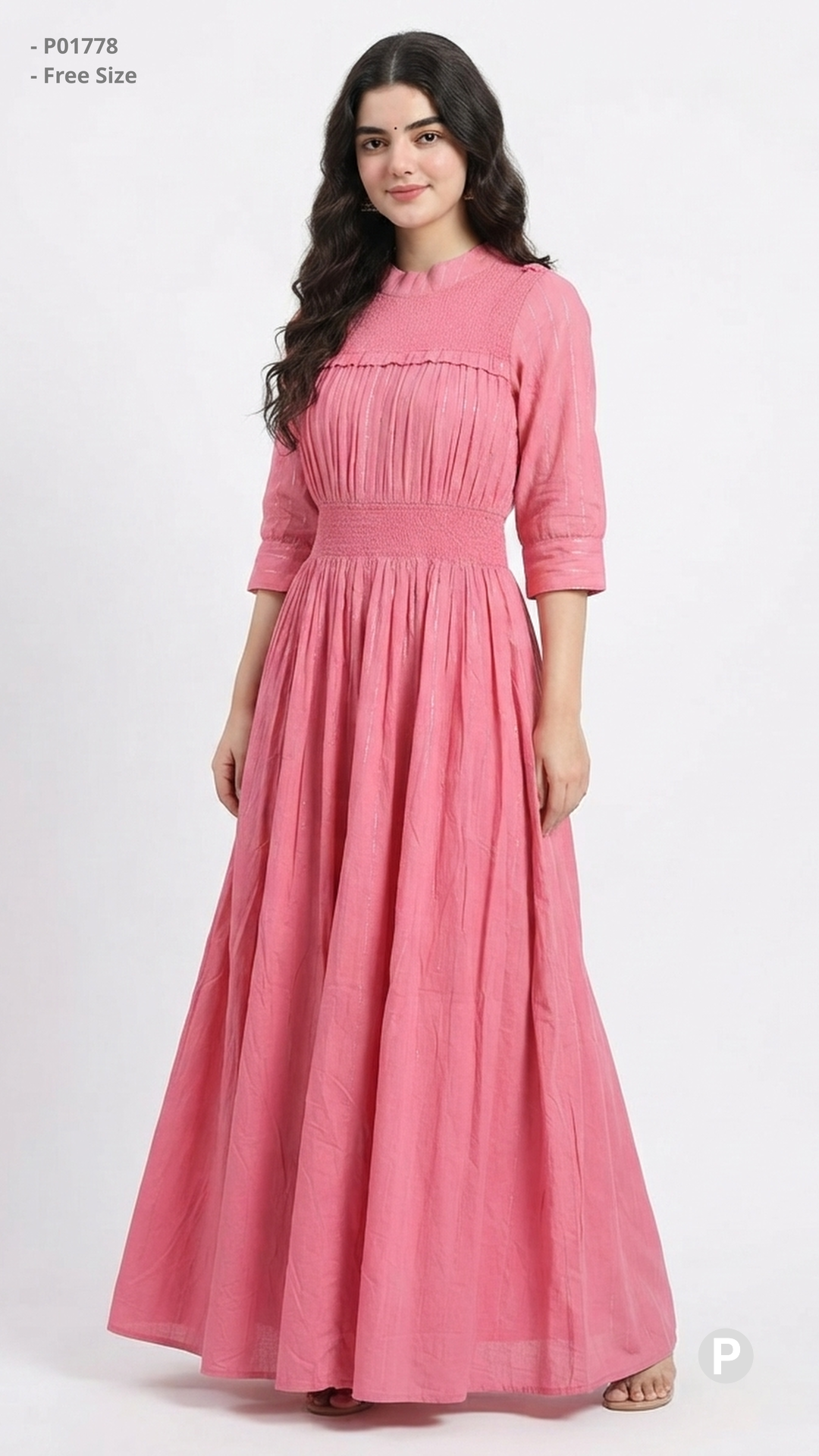 Pink Plain Single Long Frock | P01778