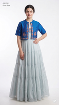 Blue Printed Single Long Frock | P01782