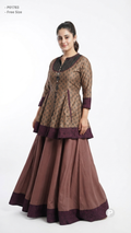 Brown Printed Single Long Frock | P01783
