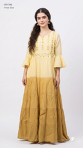 Yellow Printed Single Long Frock | P01786