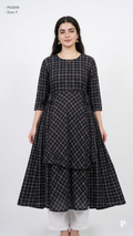 Black Checked Single Long Frock | P03849