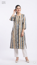 Grey Cotton Straight Single Kurti | P03948