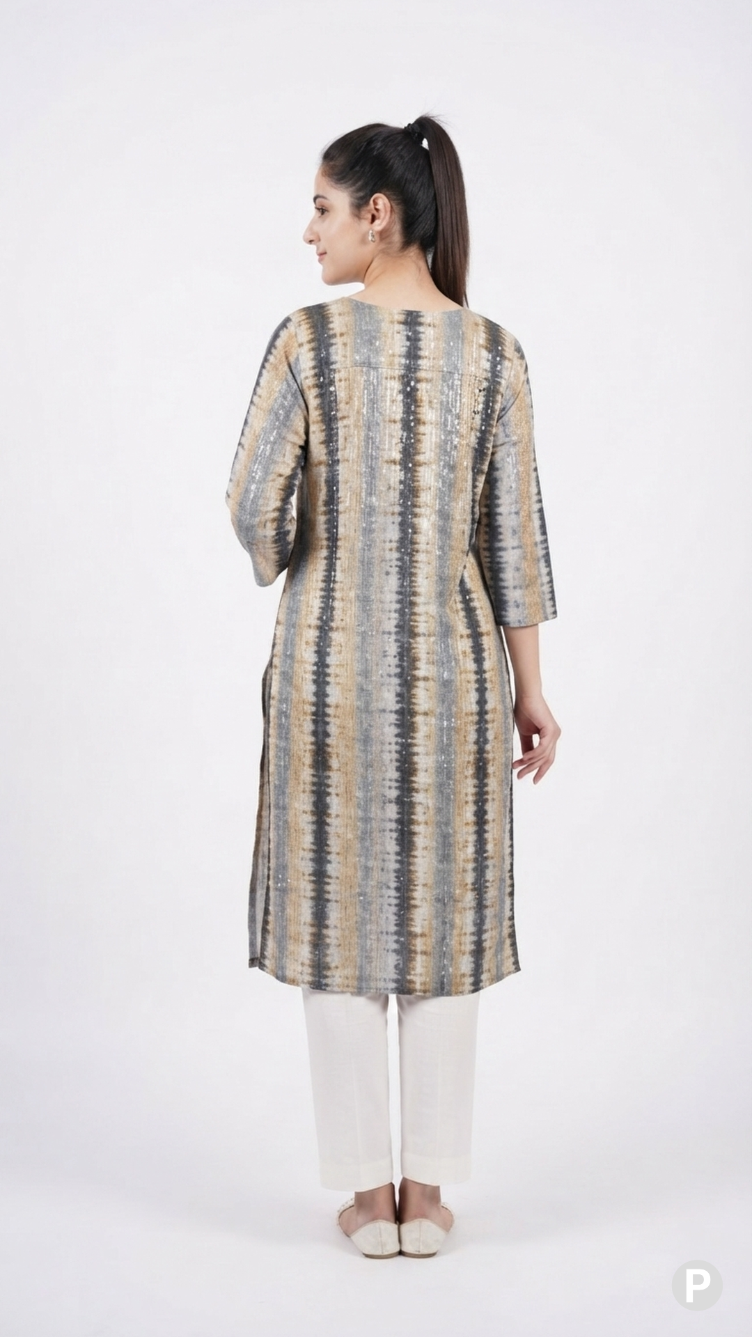 Grey Cotton Straight Single Kurti | P03948