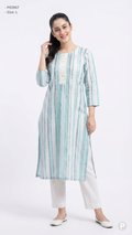 Light Green Cotton Straight Single Kurti | P03967