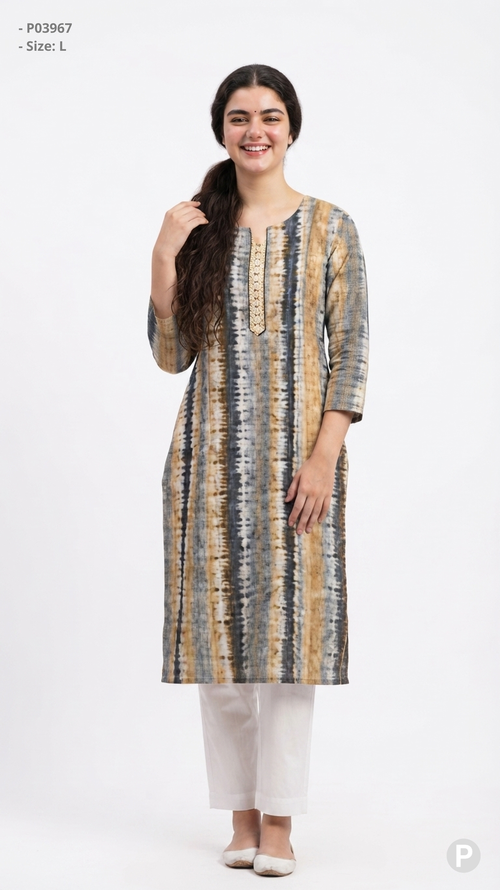Yellow Cotton Straight Single Kurti | P03967