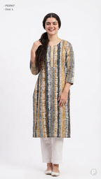 Yellow Cotton Straight Single Kurti | P03967