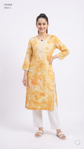 Yellow Cotton Straight Single Kurti | P03969