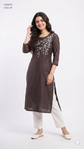Dark Brown Cotton Straight Single Kurti | P03979