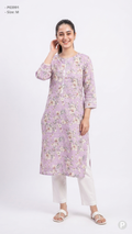 Lavender Cotton Straight Single Kurti | P03991