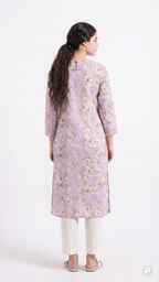 Lavender Cotton Straight Single Kurti | P03991