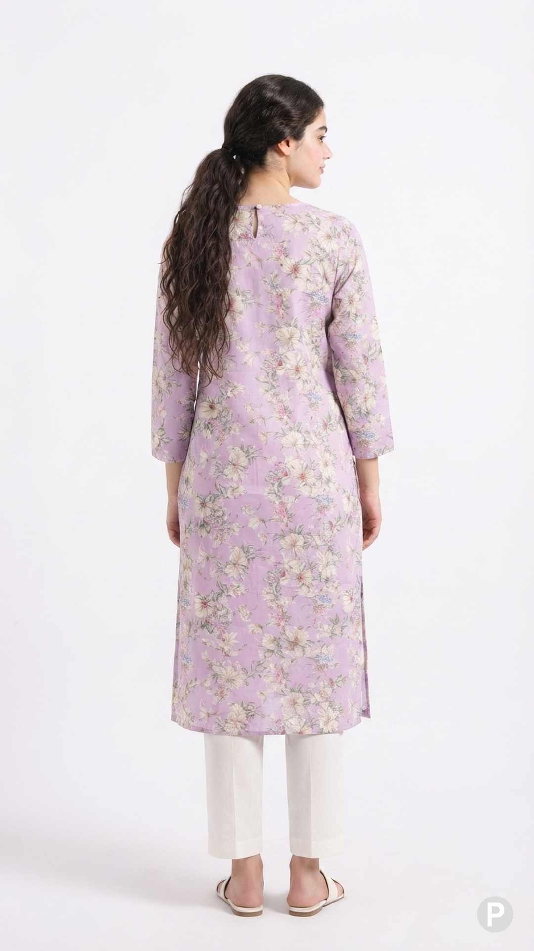 Lavender Cotton Straight Single Kurti | P03991