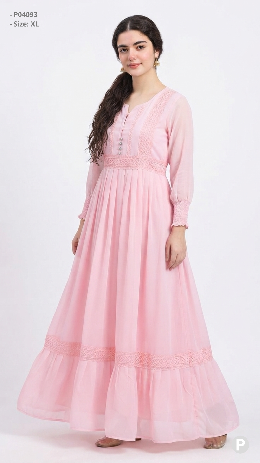 Pink Georgette Single Long Frock | P04093