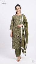 Olive Cotton Printed Kurti Set | P04175