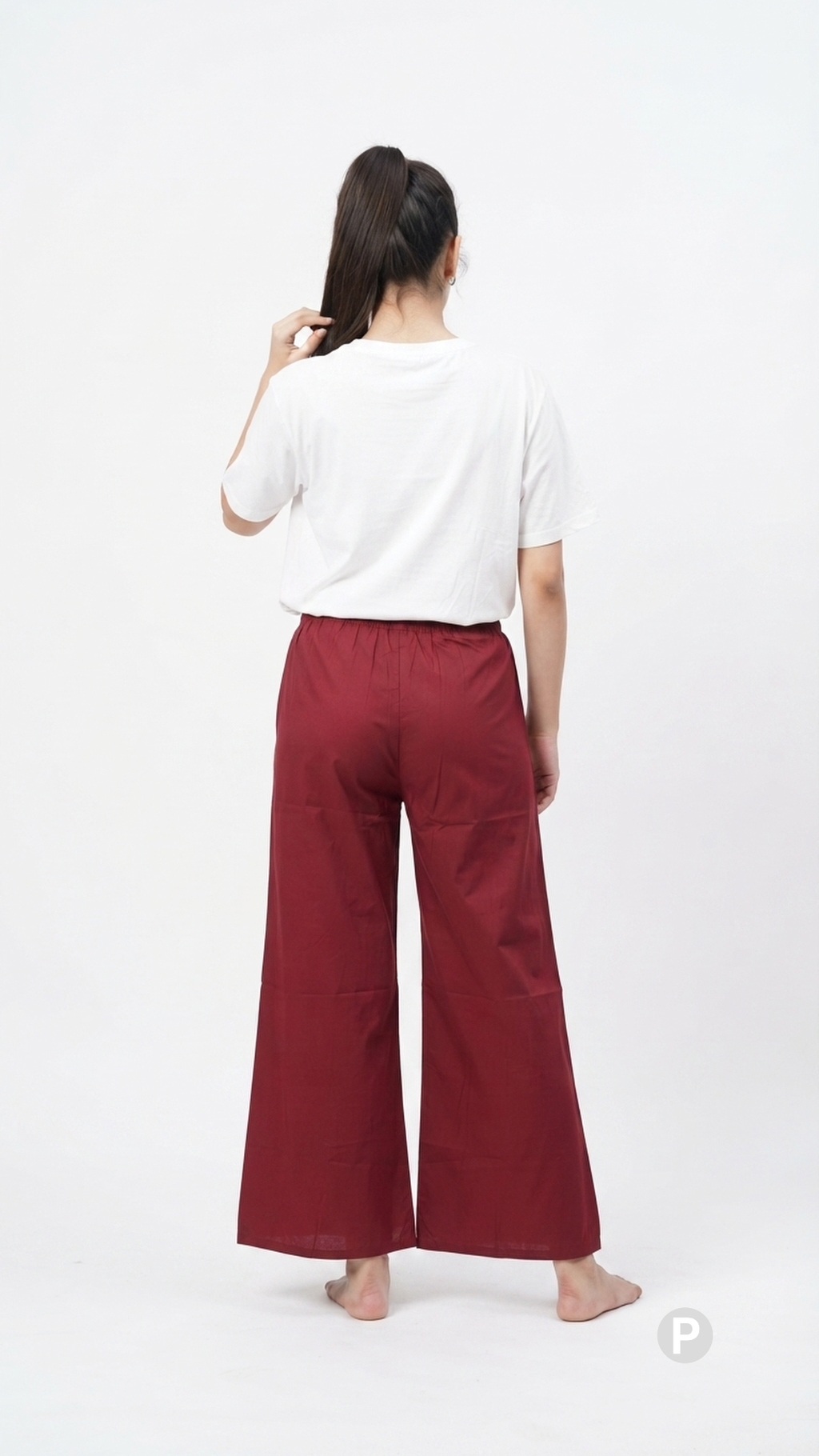 Maroon Cotton Straight Palazzo | P04388