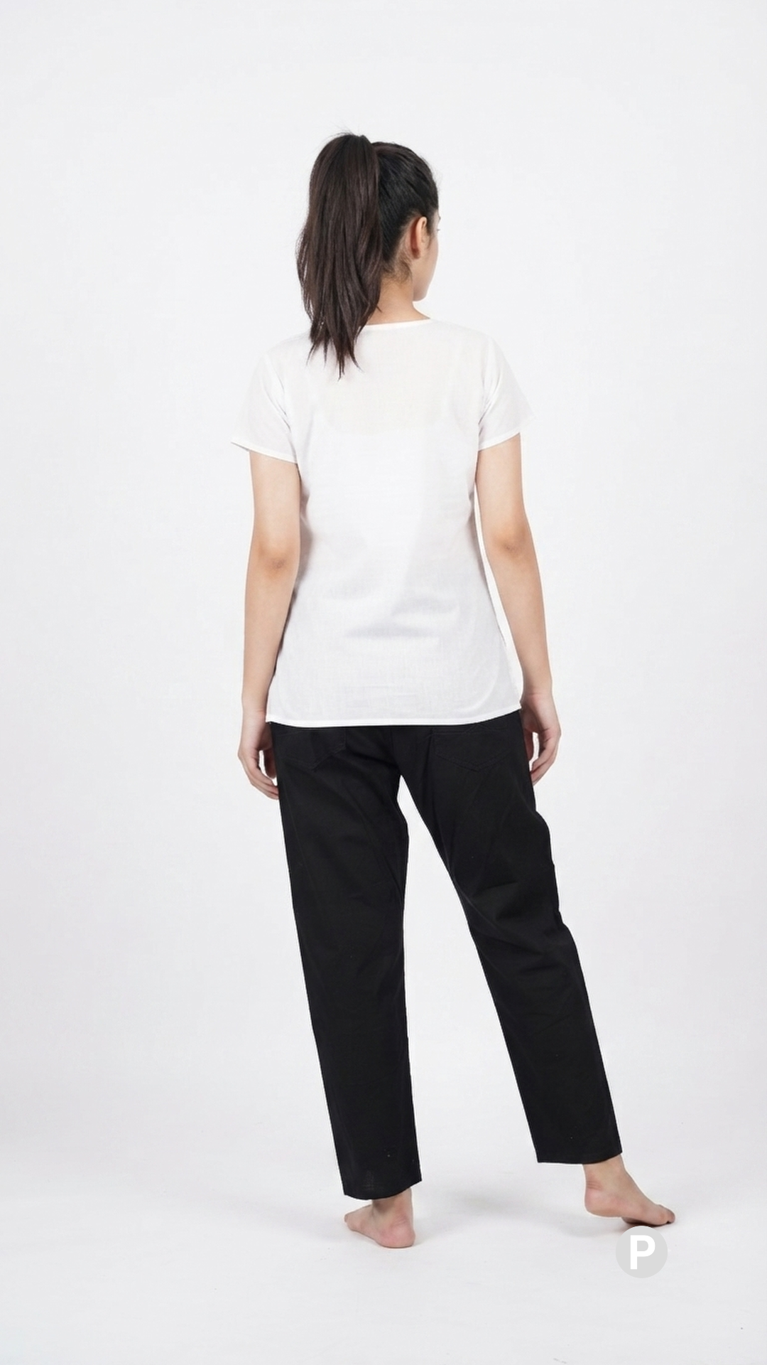 Black Cotton Straight Trouser | P04395