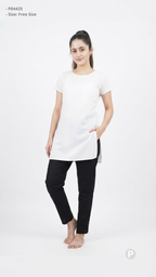 Black Cotton Straight Trouser | P04425