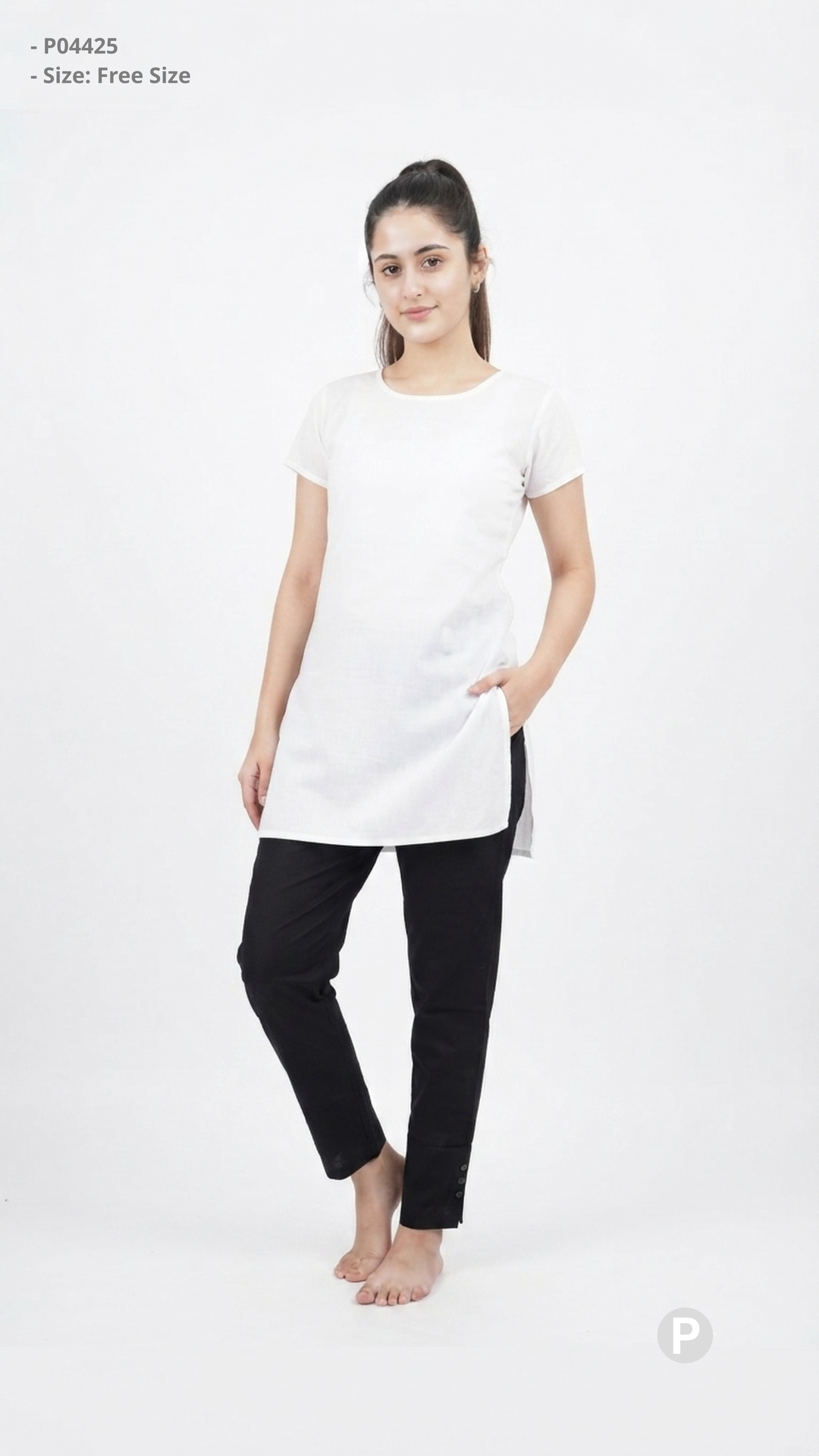 Black Cotton Straight Trouser | P04425