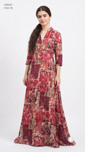Red Printed Single Long Frock | P05257