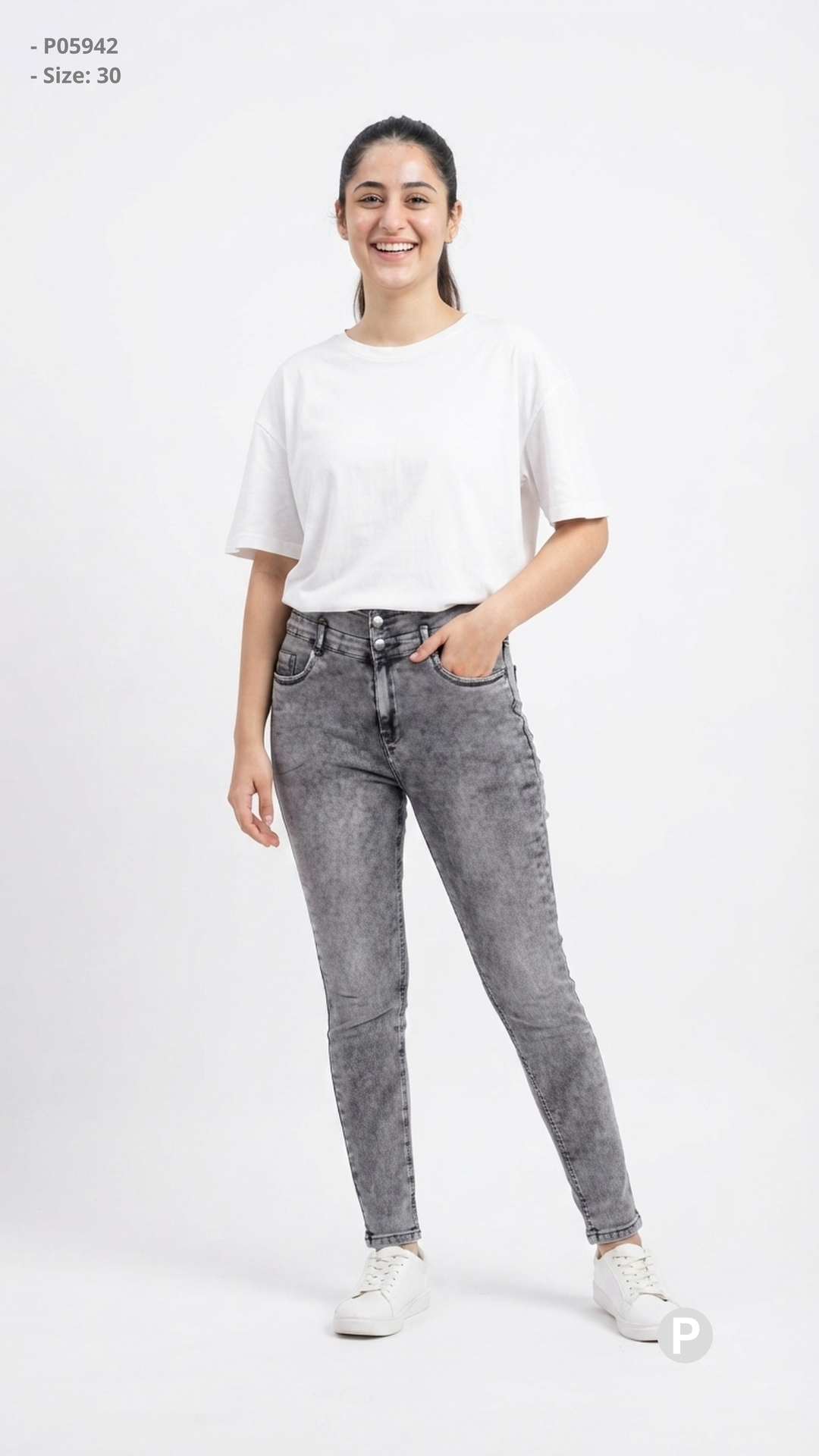 Grey Denim Skinny Jeans | P05942