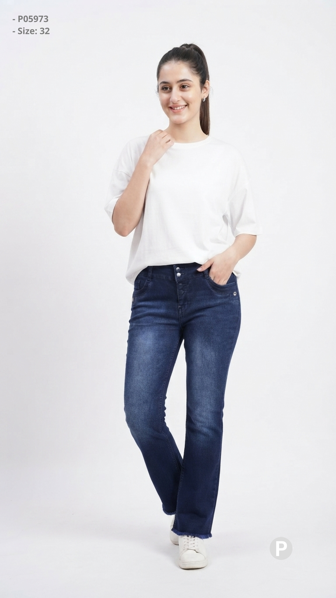 Dark Blue Denim Bootcut Jeans | P05973