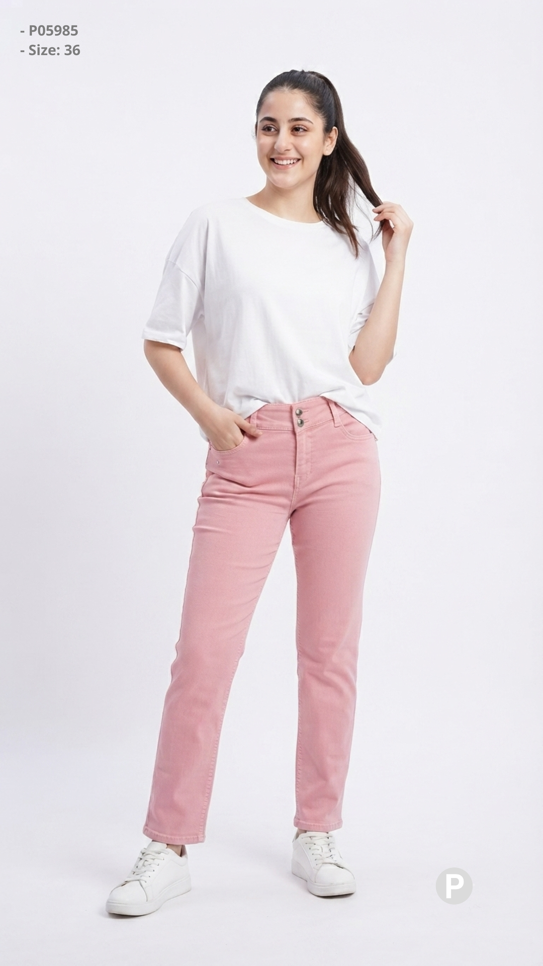 Pink Cotton Normal Jeans | P05985