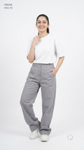 Grey Cotton Loose Jeans | P06238