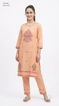 Pink Cotton Embroidered Kurti Set | P07450