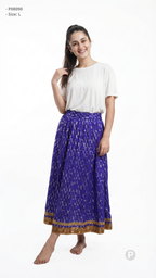 Blue Printed Flared Skirt | P08090