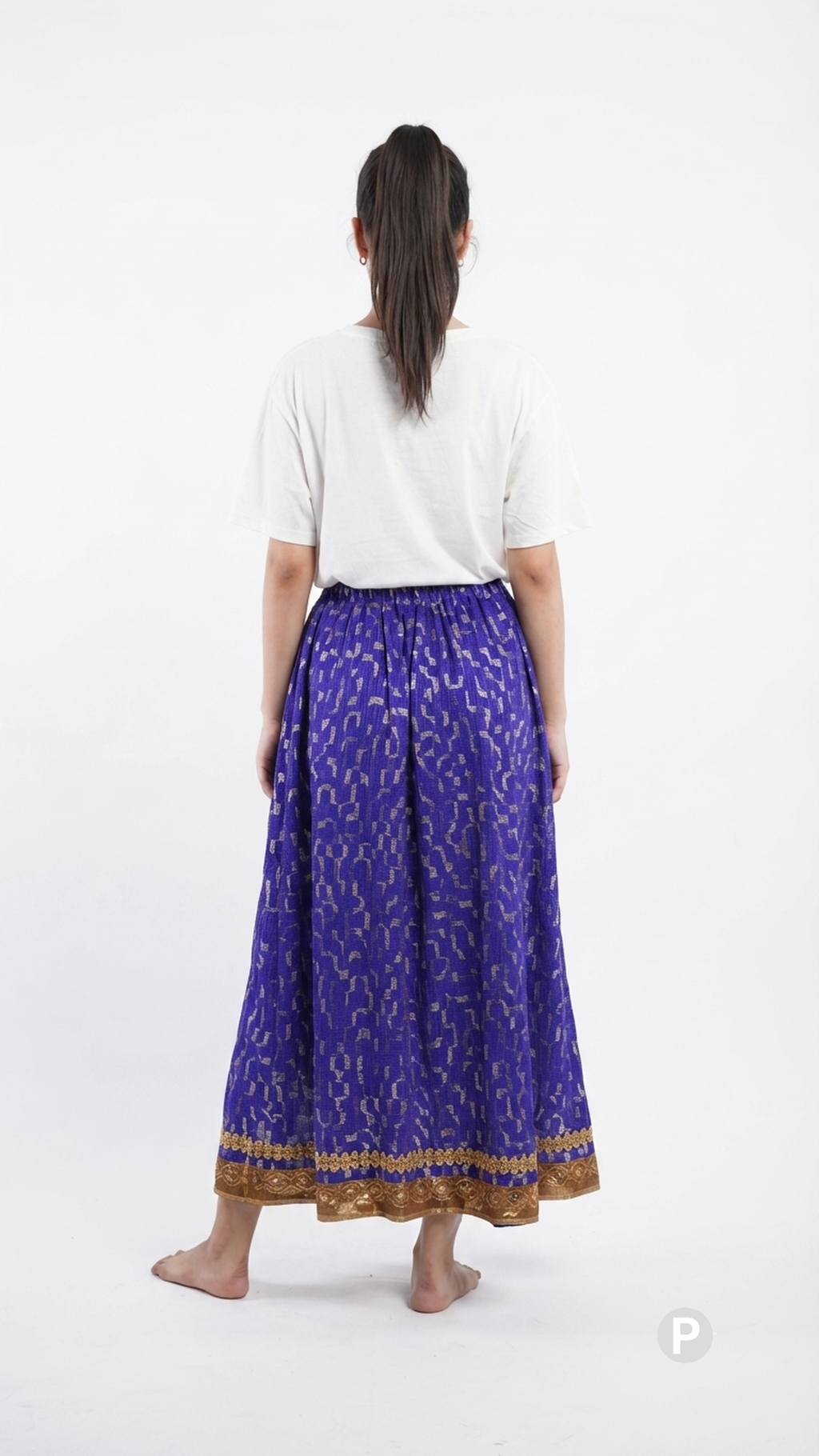 Blue Printed Flared Skirt | P08090