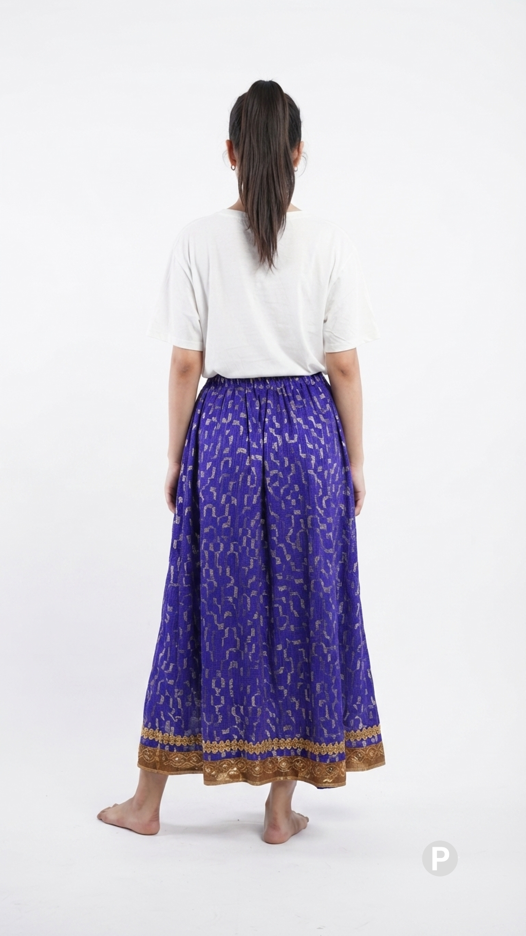 Blue Printed Flared Skirt | P08090