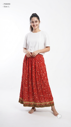 Red Printed Flared Skirt | P08090