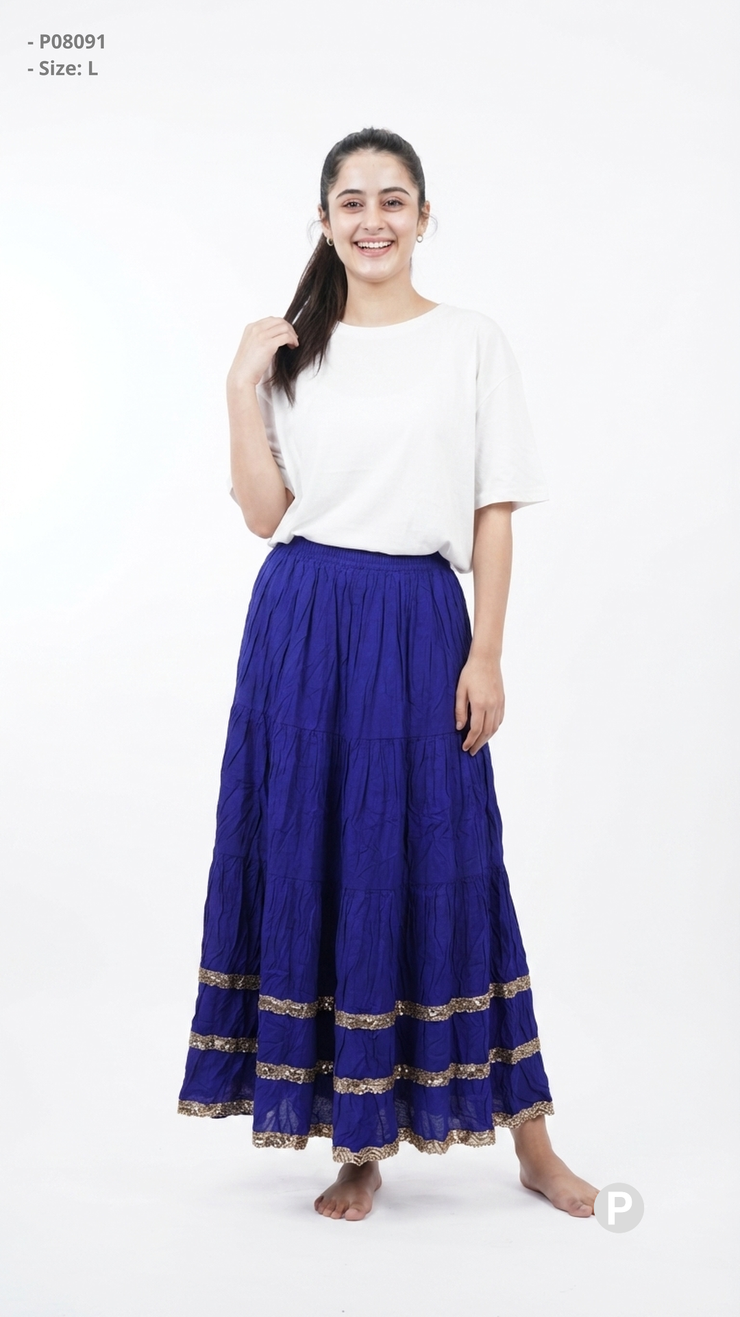 Blue Plain Skirt | P08091