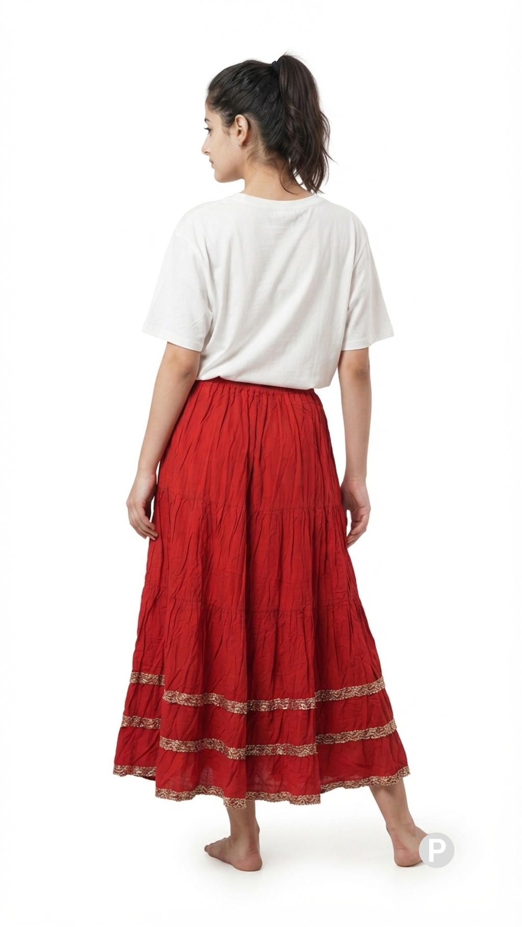 Red Plain Skirt | P08091