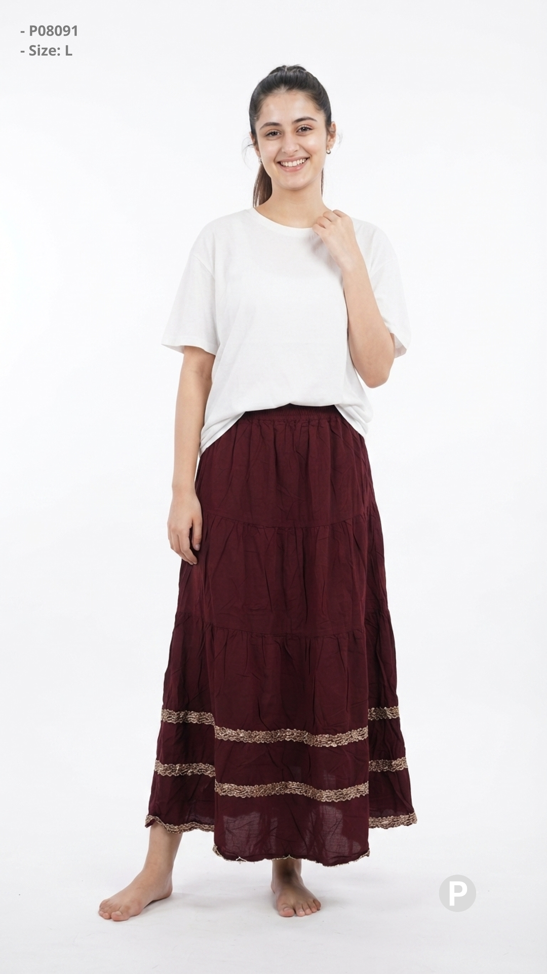 Maroon Plain Skirt | P08091