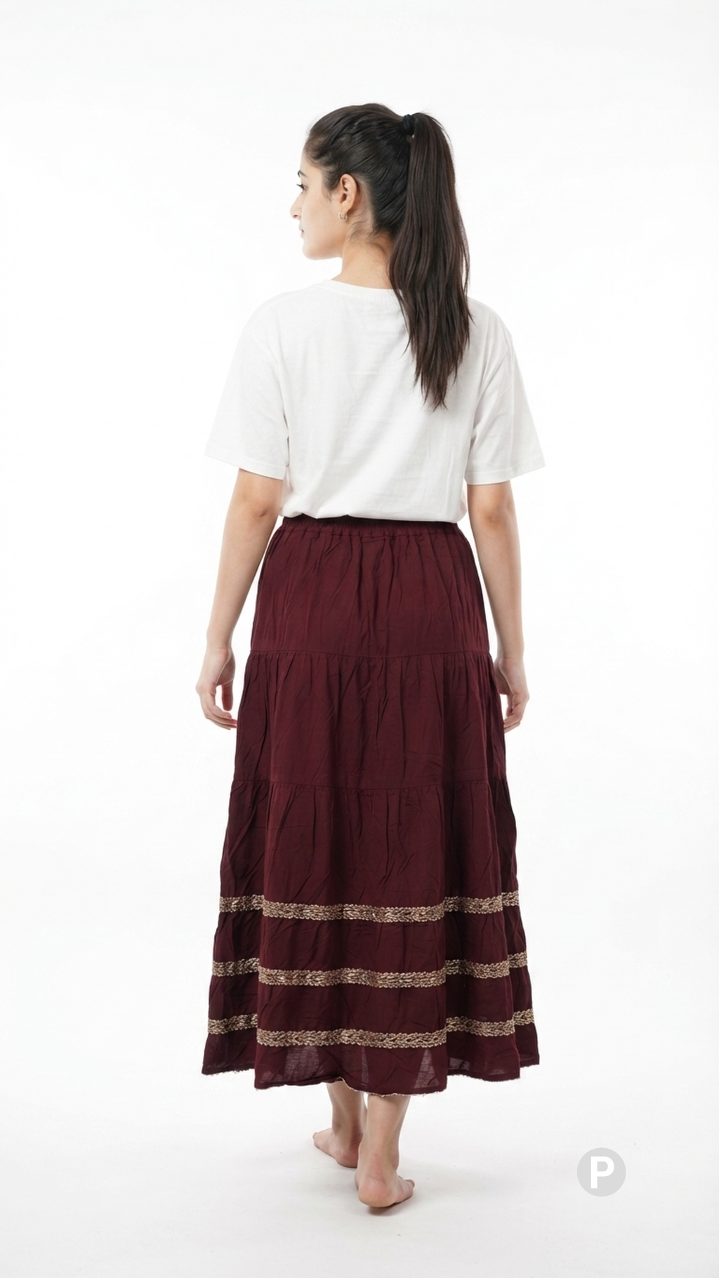 Maroon Plain Skirt | P08091