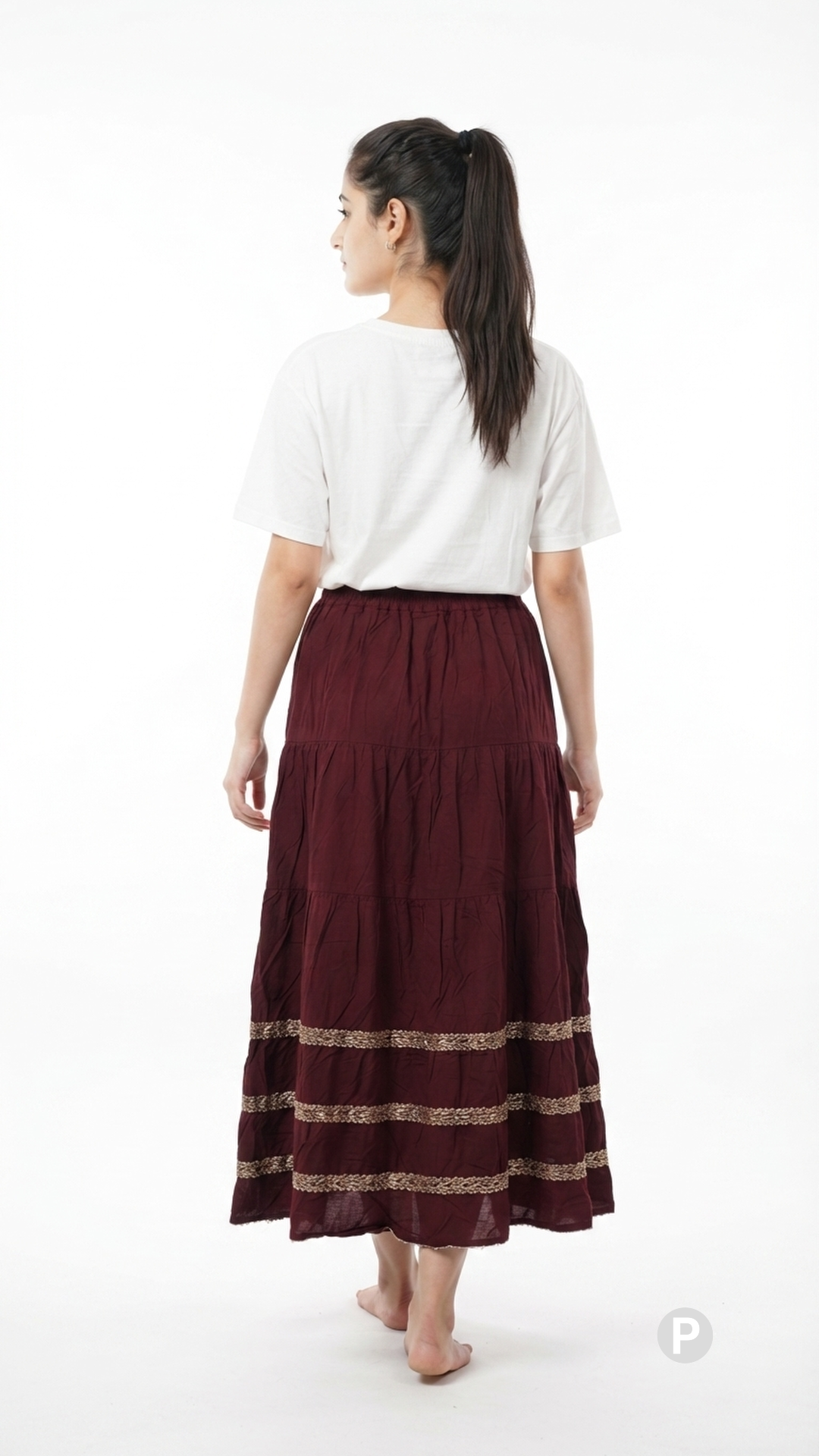 Maroon Plain Skirt | P08091