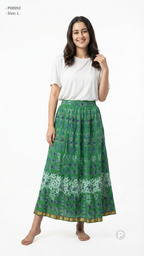 Green Printed A line Skirt | P08092