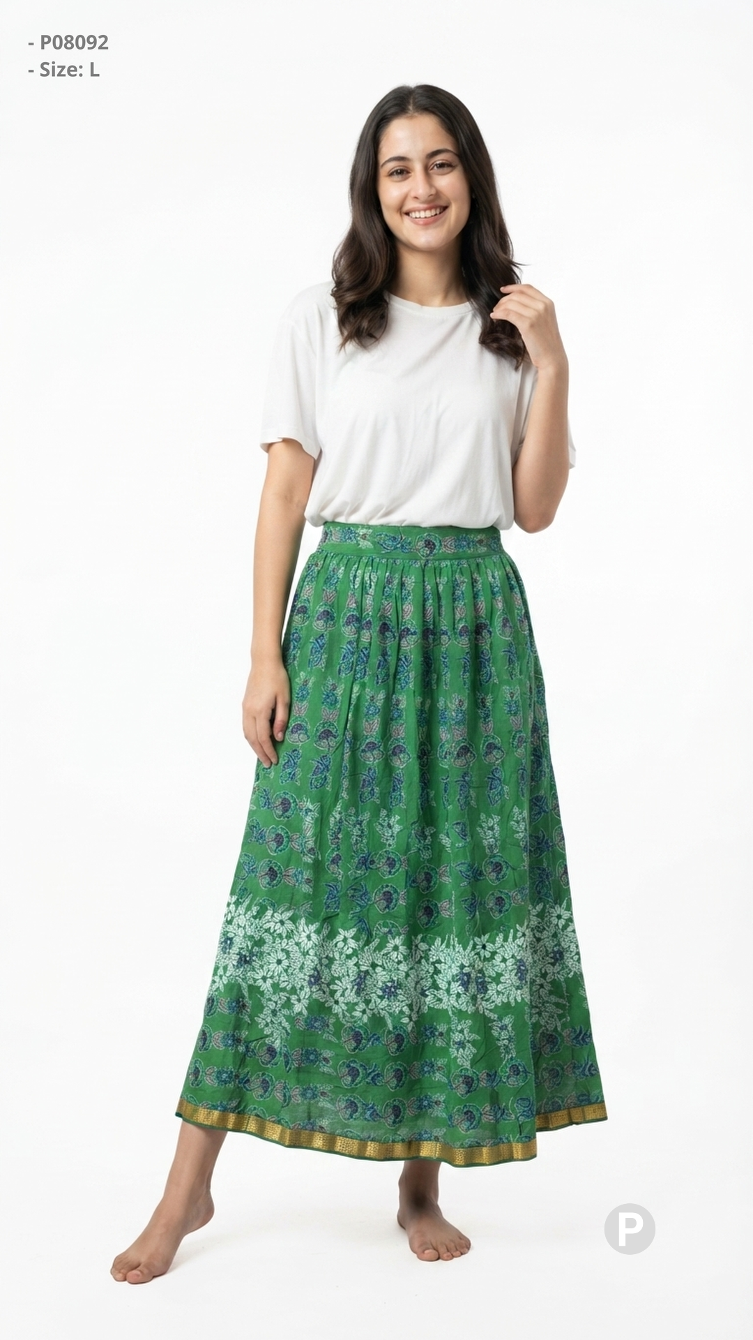 Green Printed A line Skirt | P08092
