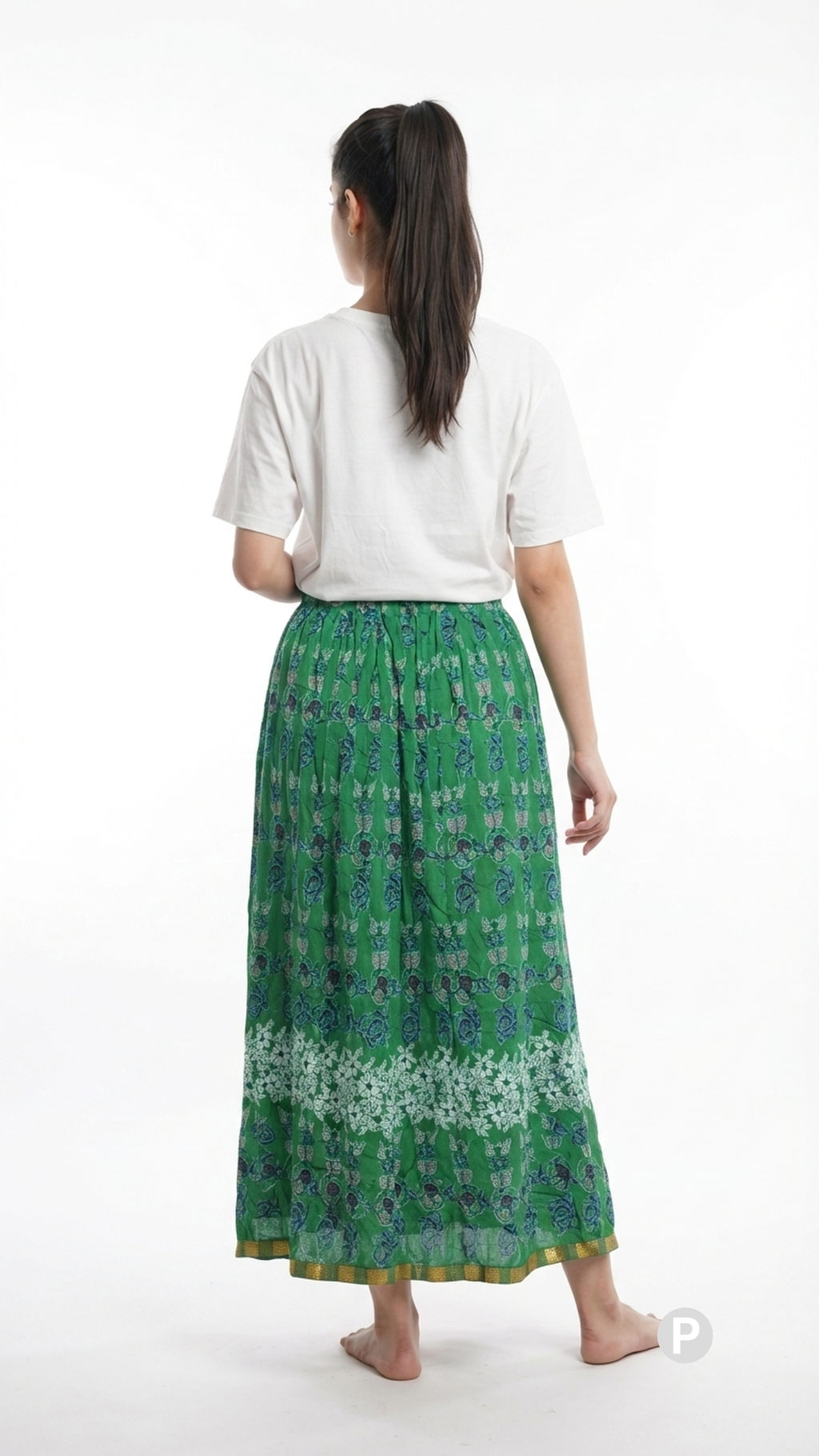 Green Printed A line Skirt | P08092