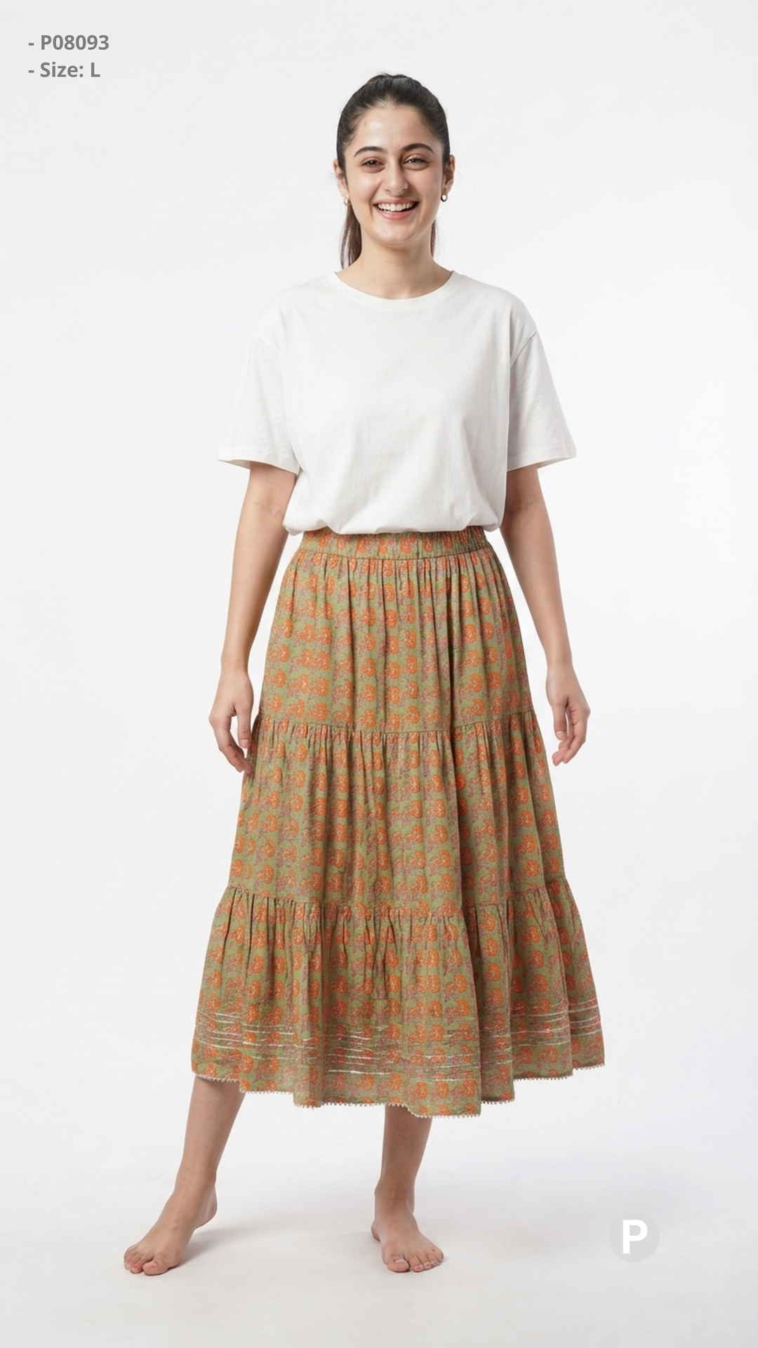 Mustard Printed Skirt | P08093