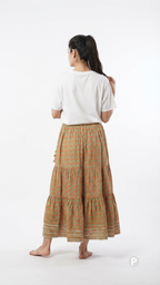 Mustard Printed Skirt | P08093