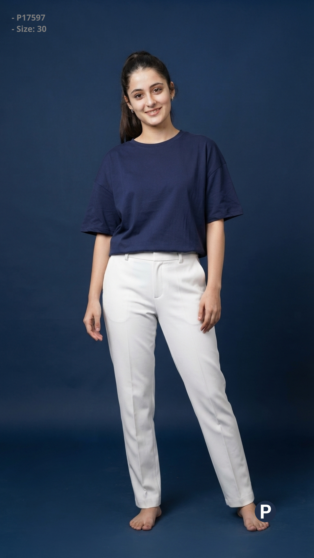 White Cotton Normal Jeans | P17597