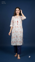 White Cotton Straight Single Kurti | P18741