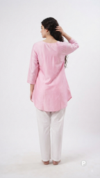 Pink Silk Plain Short Kurti | P18748
