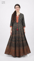 Dark Green Printed Single Long Frock | P19408