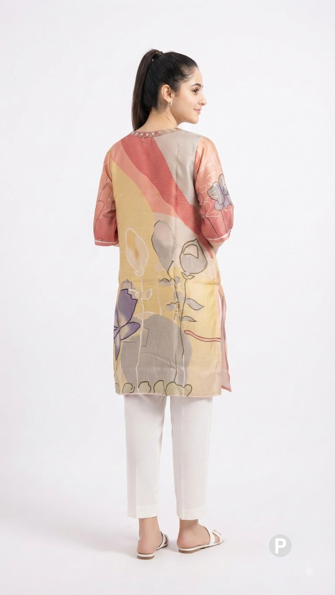 Yellow Cotton Straight Single Kurti | P19747