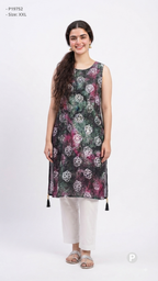 Blacki Cotton Straight Single Kurti | P19752
