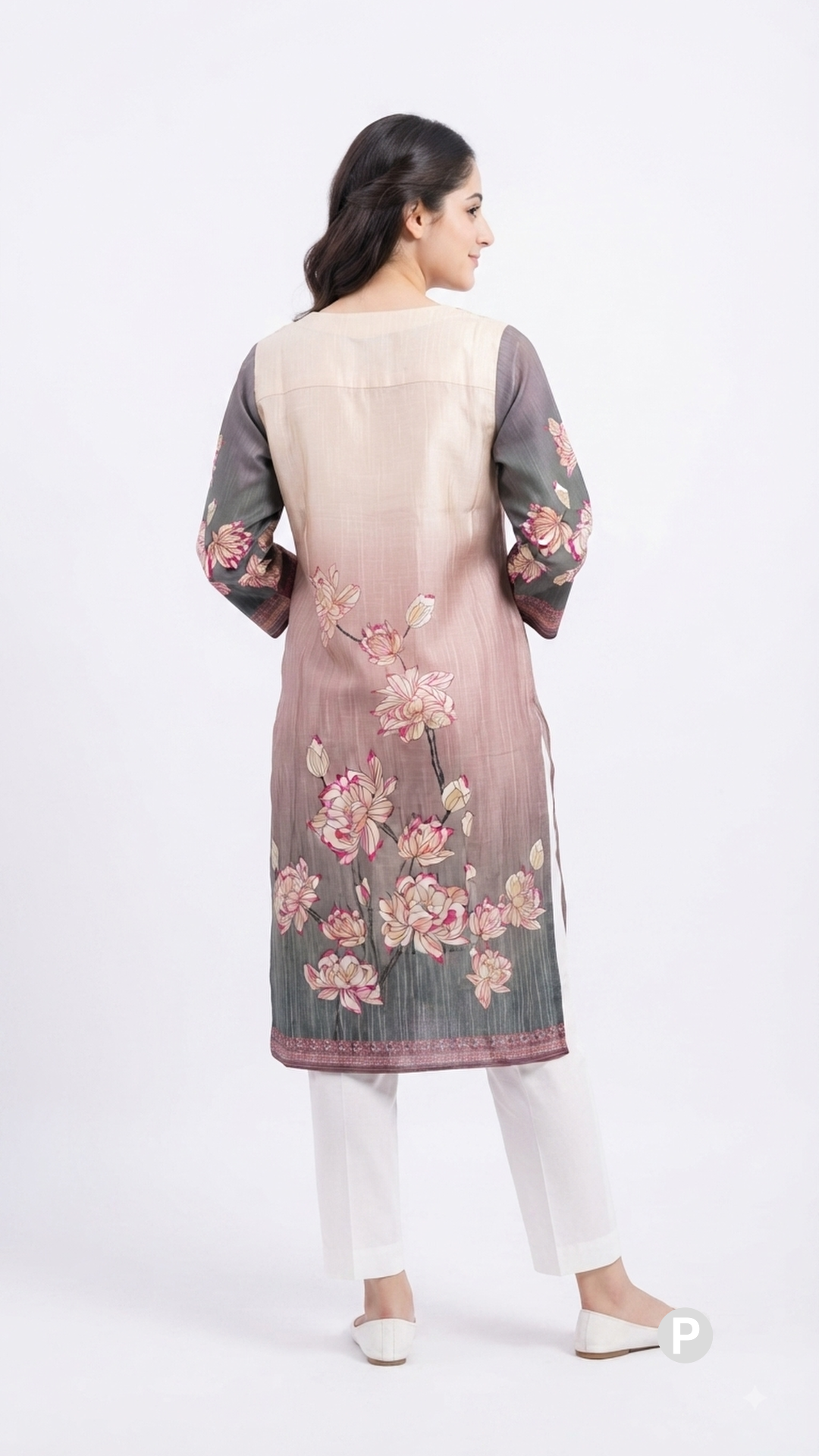 Grey Cotton Straight Single Kurti | P19790