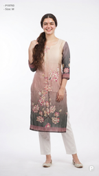 Grey Cotton Straight Single Kurti | P19793