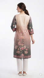 Grey Cotton Straight Single Kurti | P19793